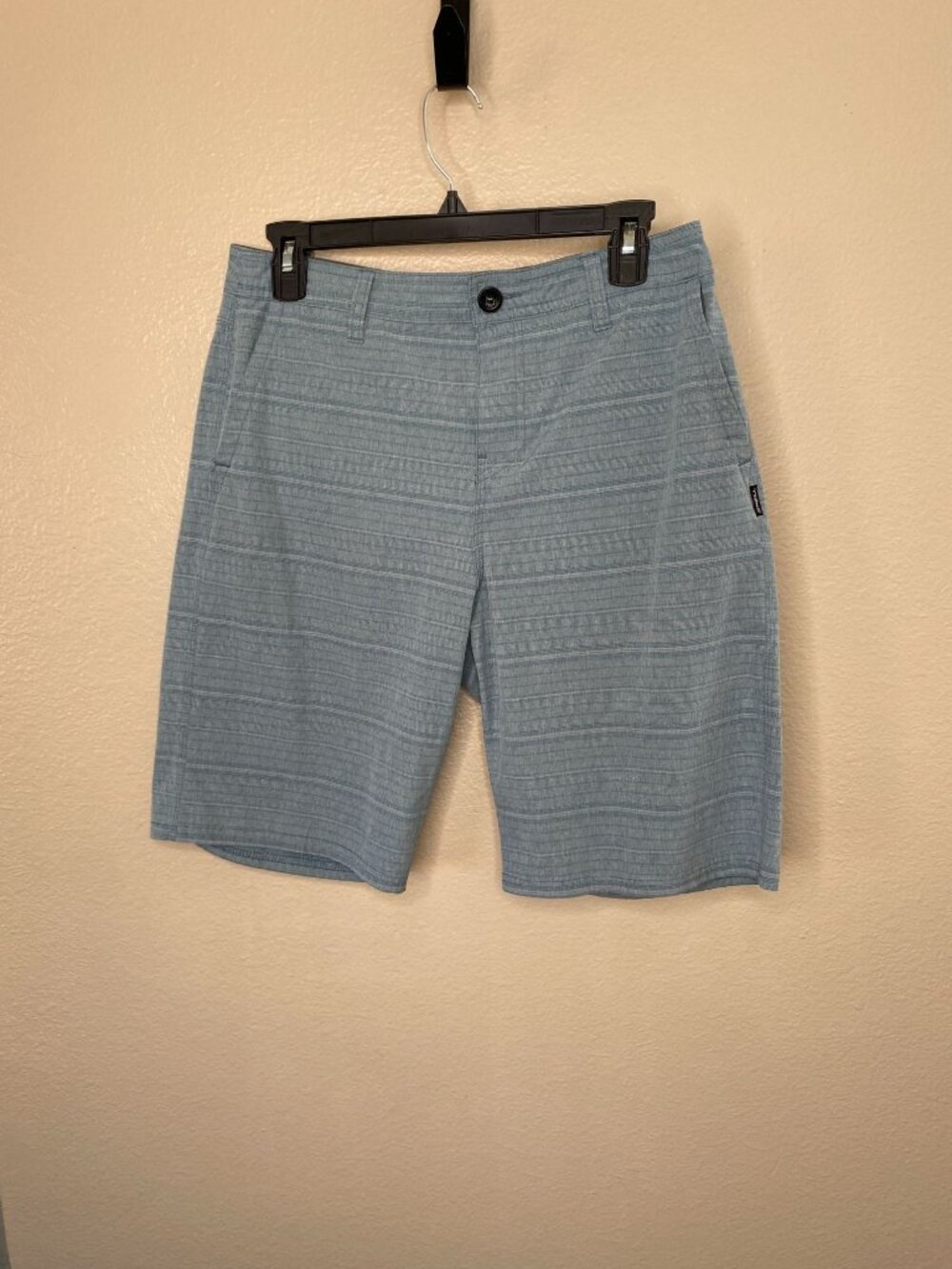 ONeill Hybrid Mens Light Blue Green Shorts 30 button zipper pockets polyester